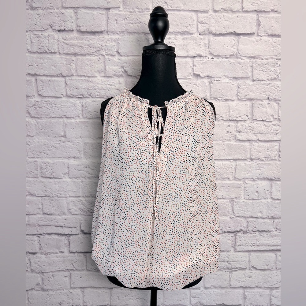 Max Studio Sleeveless Polka Dot Blouse with Bubble Hem size M